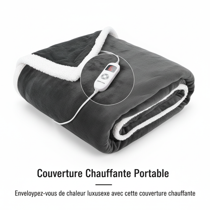 Wearable Heated Throw Blanket with Pockets, 50" x 70" Faux Fur and Sherpa Electric Wrap Poncho Shawl, 4-Hour Auto Shut Off, Machine Washable